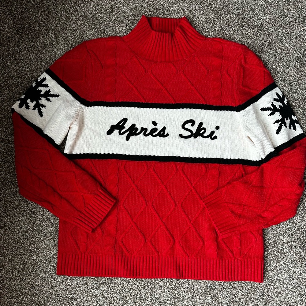 Marled Red Ribbed Knit Sweater